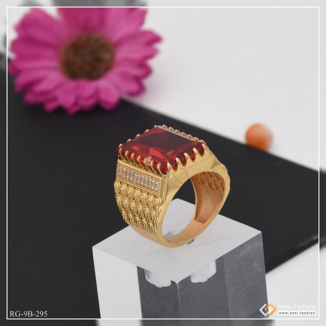 1 Gram Gold Forming Maa with Diamond Etched Design High-Quality Ring -  Style A791 – Soni Fashion®